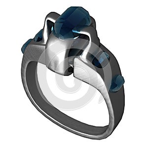 Silver Ring with Sapphire