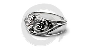Silver ring with a stone in the center