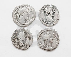 Silver Roman coins 4-5 century AD, rough work, small portraits emperors