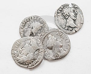 Silver Roman coins 4-5 century AD, rough work, small portraits emperors