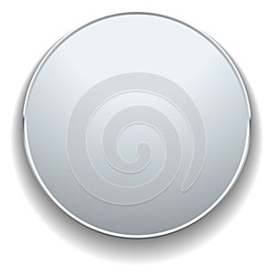 Silver round panel. Metal glossy control button