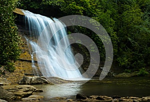 Silver Run falls waterfall near Cashiers NC