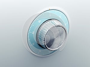 Silver safe dial. 3d rendering