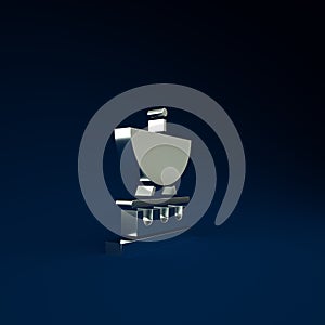 Silver Satellite dish icon isolated on blue background. Radio antenna, astronomy and space research. Minimalism concept