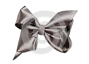 Silver Satin bow. Isolate