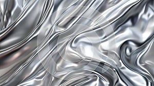 Silver satin fabric background. AI generated.