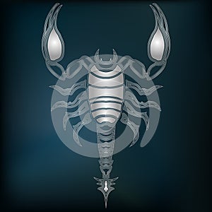 Silver scorpion, zodiac Scorpio sign