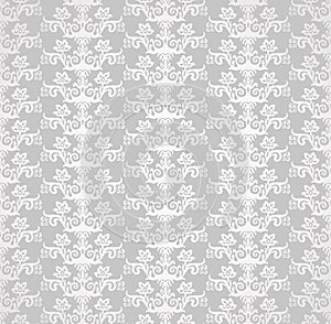 Silver seamless victorian style floral wallpaper