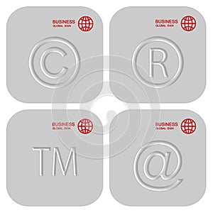 Silver set of business signs. Buttons or icons.