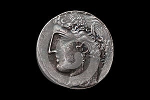 Silver 5 shekel Carthaginian coin with the winged horse Pegasus