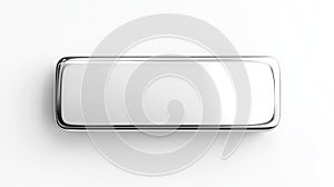 Silver shining rectangle button isolated on white created with Generative AI.