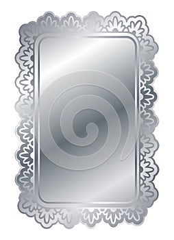 Silver shiny glowing ornate frame isolated over white