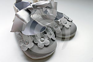 Silver shoes for new born baby girl