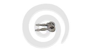 Silver small key on isolated white background