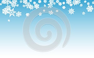 Silver Snow Panoramic Vector Blue Background.
