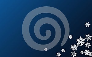 Silver Snow Panoramic Vector Blue Background. New