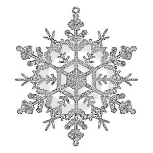 silver snowflake on an isolated white background