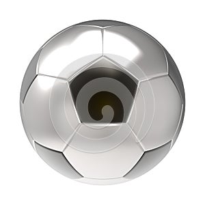 Silver Soccer ball 3D render