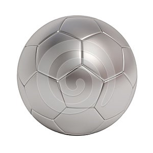 silver soccer ball isolated on white background