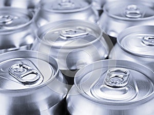 Silver soda cans photo