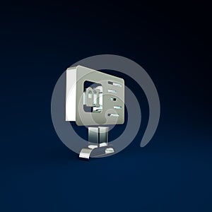 Silver Software, web developer programming code icon isolated on blue background. Javascript computer script random parts of