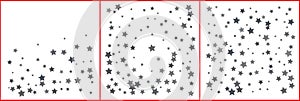 Silver sparkle star confetti on white background. Silver glitter falling stars. Vector templates set for New year, Christmas,