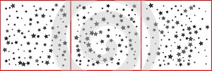 Silver sparkle star confetti on white background. Silver glitter falling stars. Vector templates set for New year, Christmas,