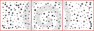Silver sparkle star confetti on white background. Silver glitter falling stars. Vector templates set for New year, Christmas,