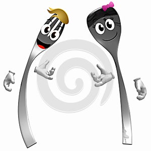 Silver spoon fork on welcome pose