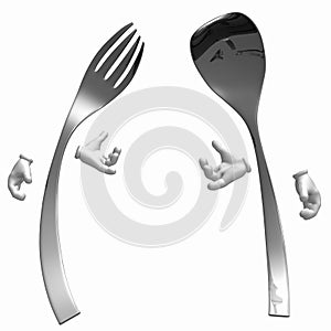 Silver spoon fork on welcome pose