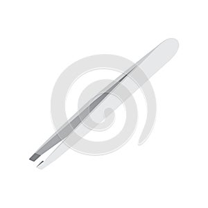 Silver Stainless Steel Face Eyebrow Tweezer Flat Icon Isolated Vector Illustration