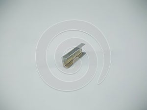 Silver staples clip office stationary equipment isolated on a white background