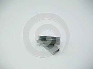 Silver staples clip office stationary equipment  on a white background