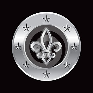 Silver star frame with a fleur de lis icon photo