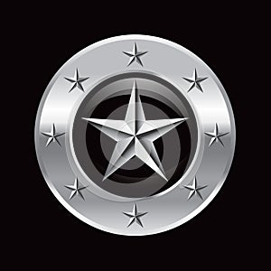 Silver star in silver star frame