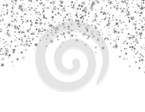 Silver stars falling from the sky. Abstract arc background. Glitter pattern for banner.