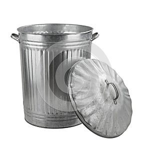 Silver steel trash can