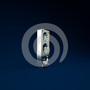 Silver Stereo speaker icon isolated on blue background. Sound system speakers. Music icon. Musical column speaker bass