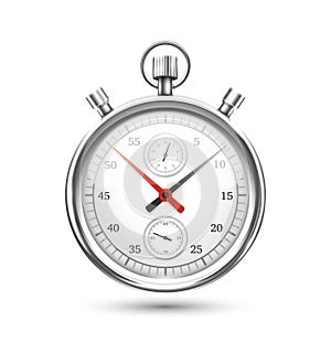 Silver Stopwatch Graphic Hovering on White