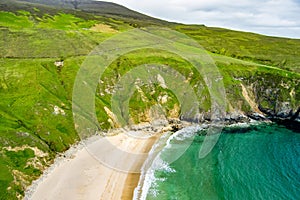 Silver Strand, a sandy beach in a sheltered, horseshoe-shaped bay, situated at Malin Beg, near Glencolmcille, in south-west County