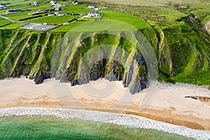 Silver Strand, a sandy beach in a sheltered, horseshoe-shaped bay, situated at Malin Beg, near Glencolmcille, in south-west County