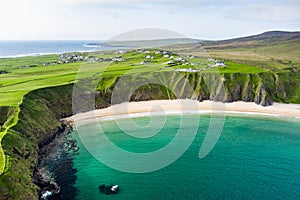 Silver Strand, a sandy beach in a sheltered, horseshoe-shaped bay, situated at Malin Beg, near Glencolmcille, in south-west County