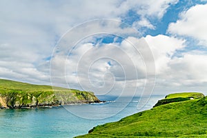 Silver Strand, a sandy beach in a sheltered, horseshoe-shaped bay, situated at Malin Beg, near Glencolmcille, in south-west County