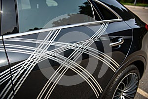 Silver streamlines on black background