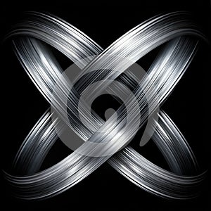 Silver Streamlines Drawn with a Brush on a Black Background