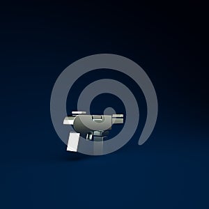 Silver Submachine gun M3, Grease gun icon isolated on blue background. Minimalism concept. 3d illustration 3D render