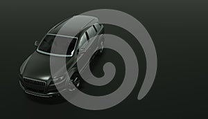 Silver SUV car on dark background. 3D illustration