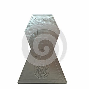 Silver symbol of jainism. 3D render