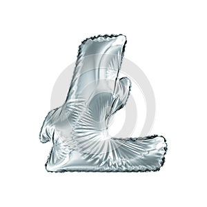 Silver symbol LiteCoin made of inflatable balloon isolated on white background