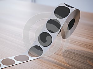 Silver tape with black circle stickers. 3d rendering